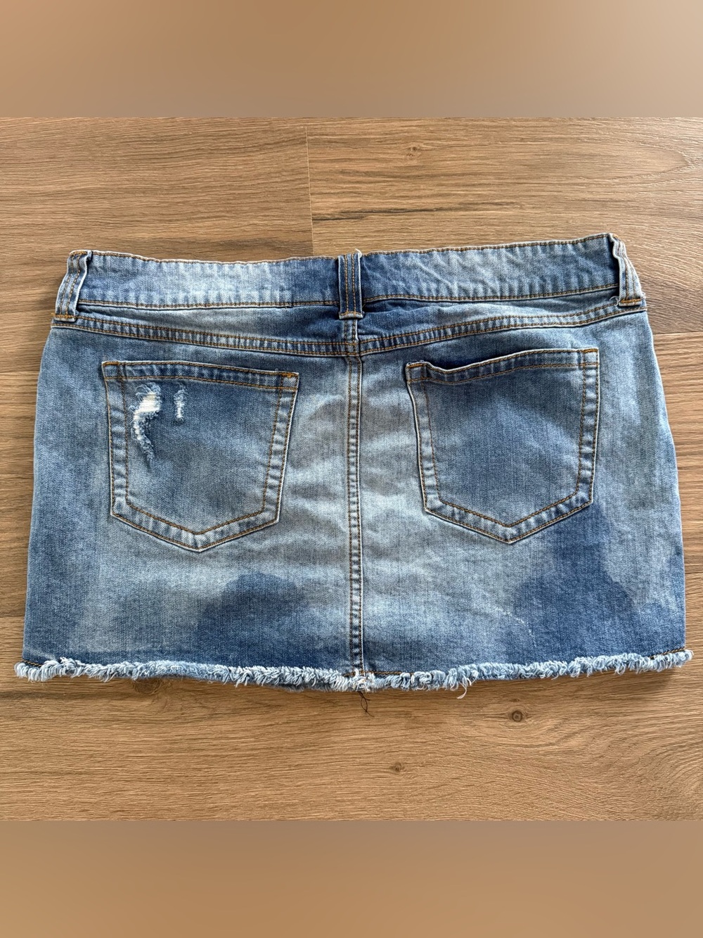 Harley-Davidson Denim Distressed Y2K Mini Skirt Embellished Cut Jeans Women 14 - Picture 8 of 14